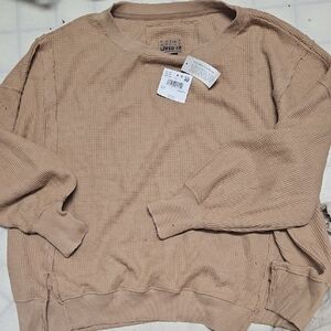 American Eagle Outfitters Womens Beige  Long Sleeve Shirt Nwt.